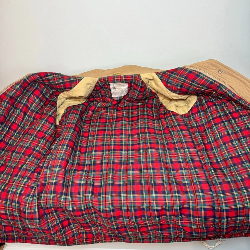 VTG 60’s London Fog Utility Coat XL Tan Plaid Lined